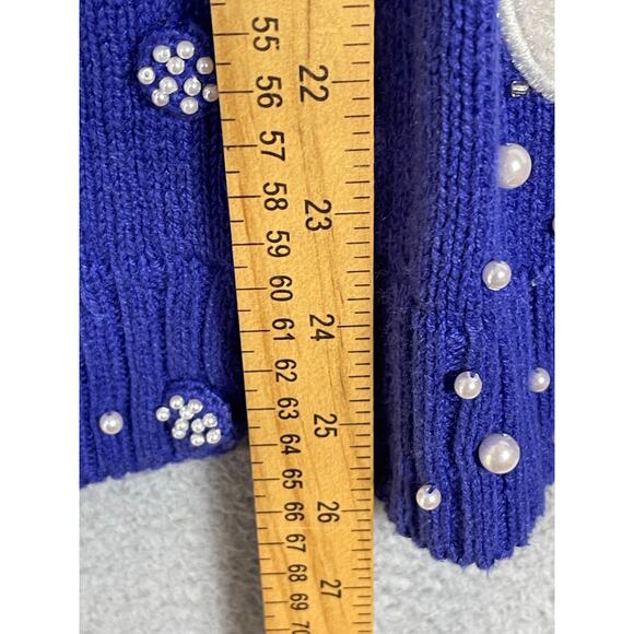 Vintage Storybook Womens Knit Snowman Cardigan Sweater Size M *Flaw - Picture 7 of 16